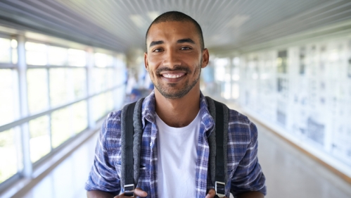 Male student wth backpack