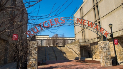 Outdoor with Rutgers signage