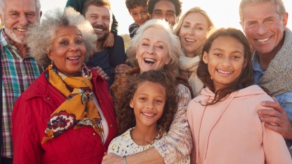 extended multi-generational, multi-racial family