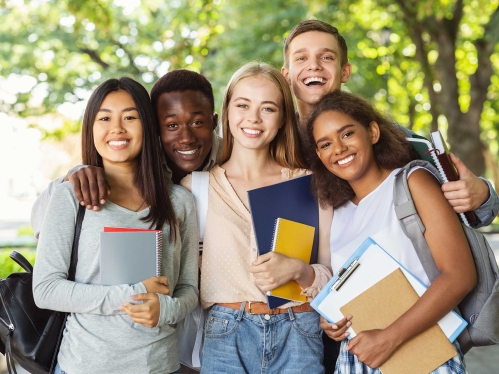 Group of happy students