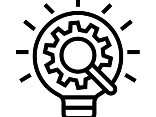 Graphic of a lightbulb with a gear inside