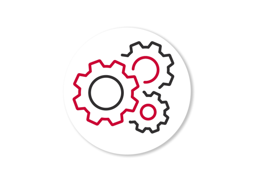 Red and black vector image of gears