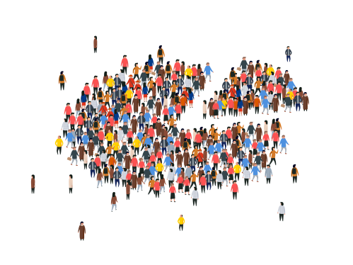 Vector image of pie chart made of small people